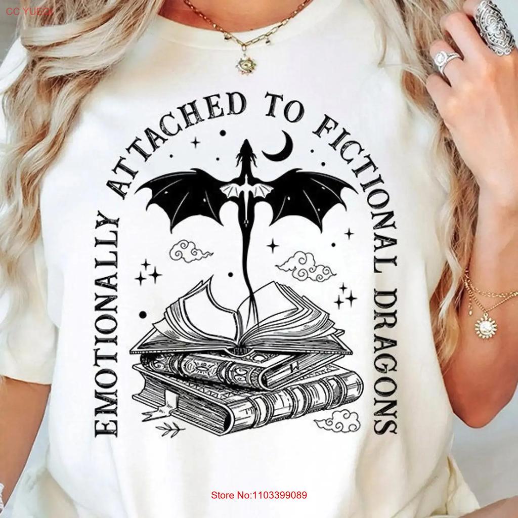 Emotionally Attached To Fictional Dragons T Shirt For Book Lovers Bookish Merch Bookstagram Booktok Fantasy Vintage