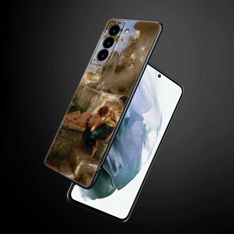 Pouzdro na telefon s renesanční uměleckou malbou pro Samsung Galaxy S22 Pro S21 S20 Ultra FE S10 Lite 5G S10E S9 S8 Plus Měkký TPU Černý kryt
