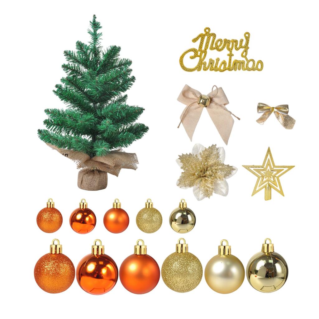 Christmas Tree with Star, Letters, Baubles and , Artificial Tabletop Holiday Decoration for Home Desk