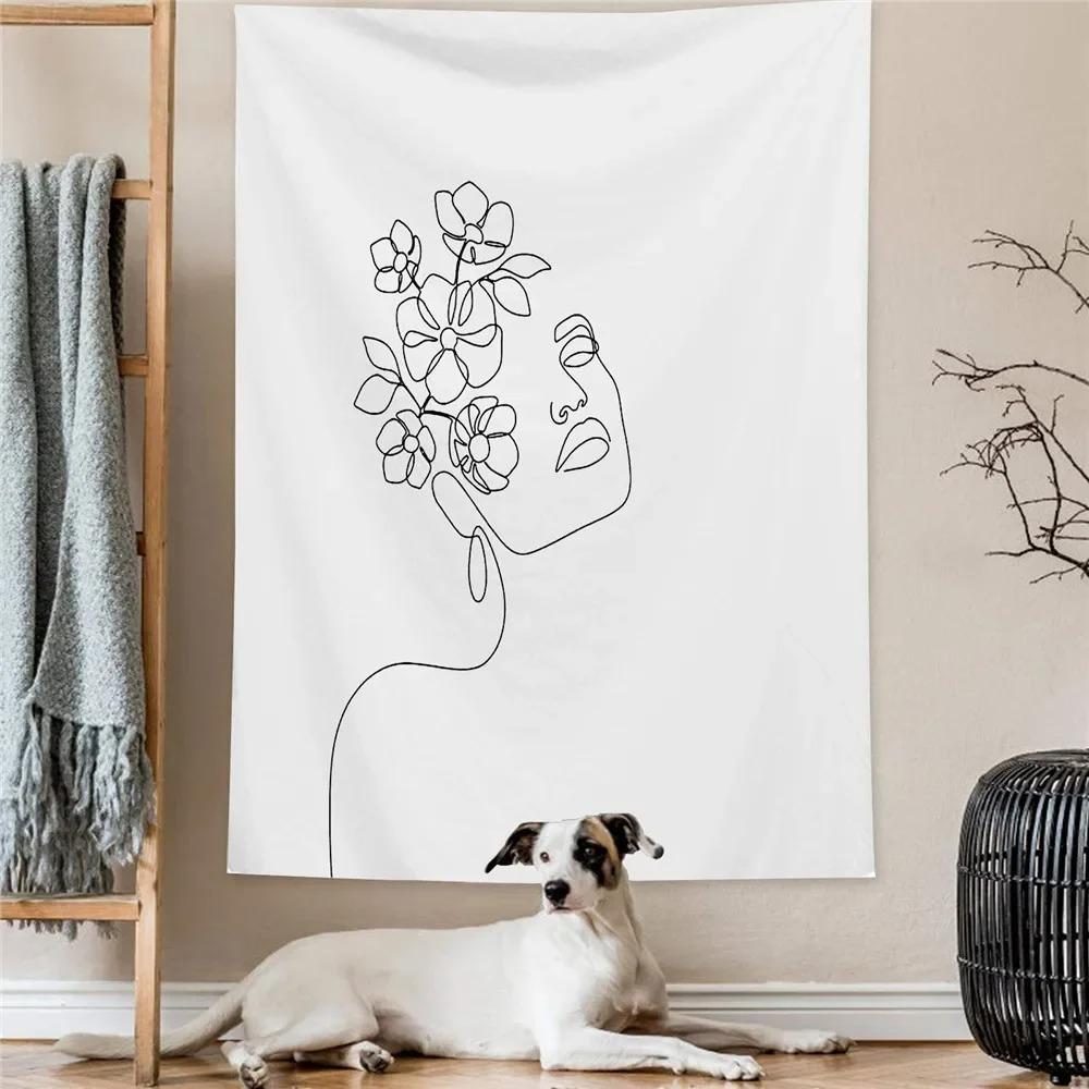 

Абстрактные минималистские линии Декоративный гобелен Украшение стены дома Гостиная Офис Гобелен 100x75cm