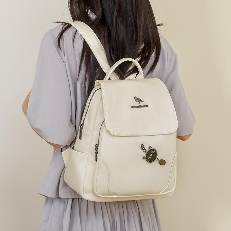 Umwandelbarer Klappen-Rucksack-Tasche mit Seitentaschen, lässiger Faux-Leder-Tagesrucksack für Damen, für den täglichen Gebrauch