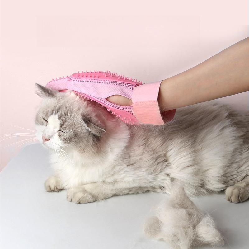 Pet Supplies Double Sided Hair Removal Gloves Massage Bath Beauty Cleaning Mittens Universal for Both Hands Anti Scratch and Bite Cat and Dog Gloves