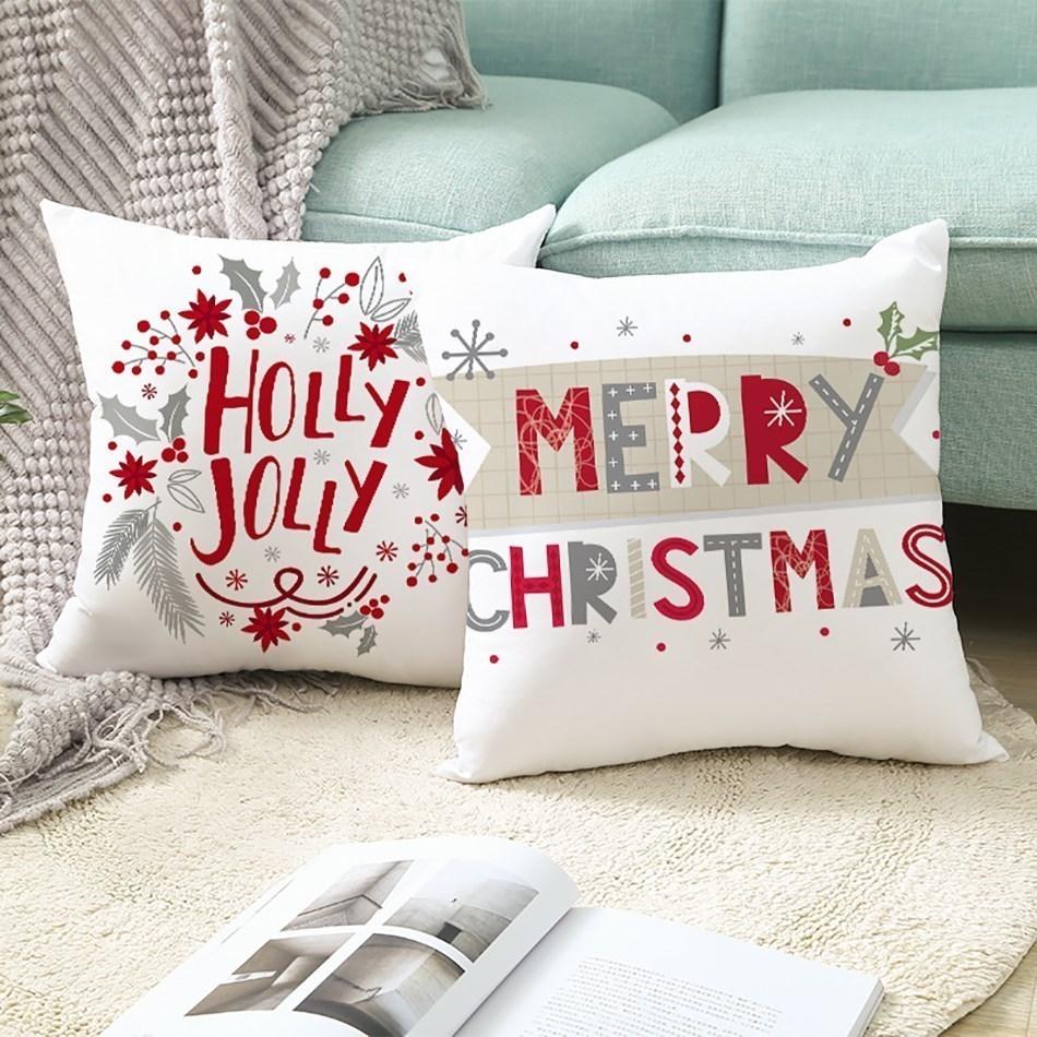 Christmas Cushion Cover Santa Printed Sofa Pillow Cover Christmas Decoration Gift Natal Navidad New Year