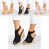 Elegant Women's Sandals Casual Wedges Heel Straw Platform Peep Toe Ladies Buckle Shoes
