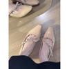 Innere Höherlegung 5cm Nude Spitze Schleife Temperament Einzelne Schuhe Damen Wort mit leichtem Mund Mary Jane Schuhe