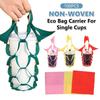 Portable Non Woven Water Cup Holder Reusable Milk Tea Beverage Tote Bag for Work Travel and Restaurant Use