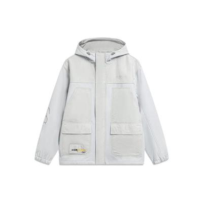 Wade Serie Einfarbig Kapuzen-Fleece Warm Wasserabweisend Locker Sportjacke Herren Jacke Steingrau Off-White AFDT693-6