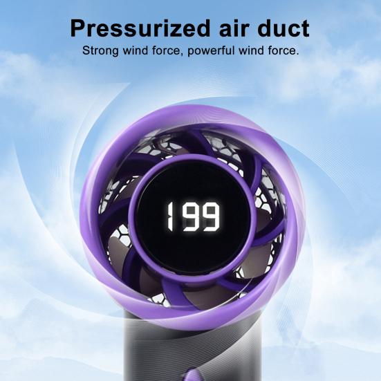 Portable Small Fan USB Charging LCD Display High-Speed Brushless Motor Digital Display Screen Mini Handheld Cooling Fan