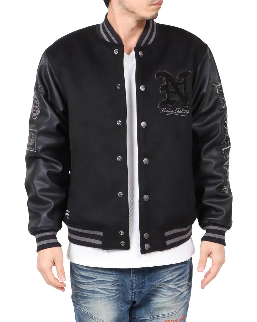 norton Monotone Sagara Stadium Motorcycle Casual Size 243N1707 Men's Jacket, Wear, Outerwear, Black, M,