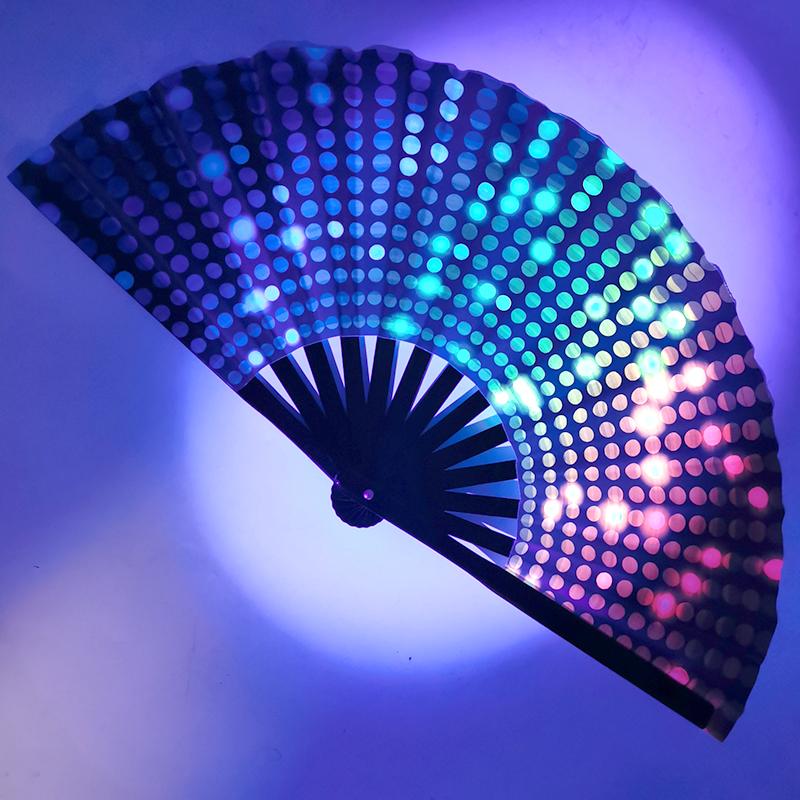1pcs Fan Music Festival Colorful Handheld Folding Large Rave Fan 33cm Festival Gifts Chinease