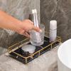 Estantería de Almacenamiento para Baño Yousheng Marco de Hierro Bandeja con Patrón de Mármol Organizador de Gran Capacidad para Artículos de Tocador Cosméticos Joyería