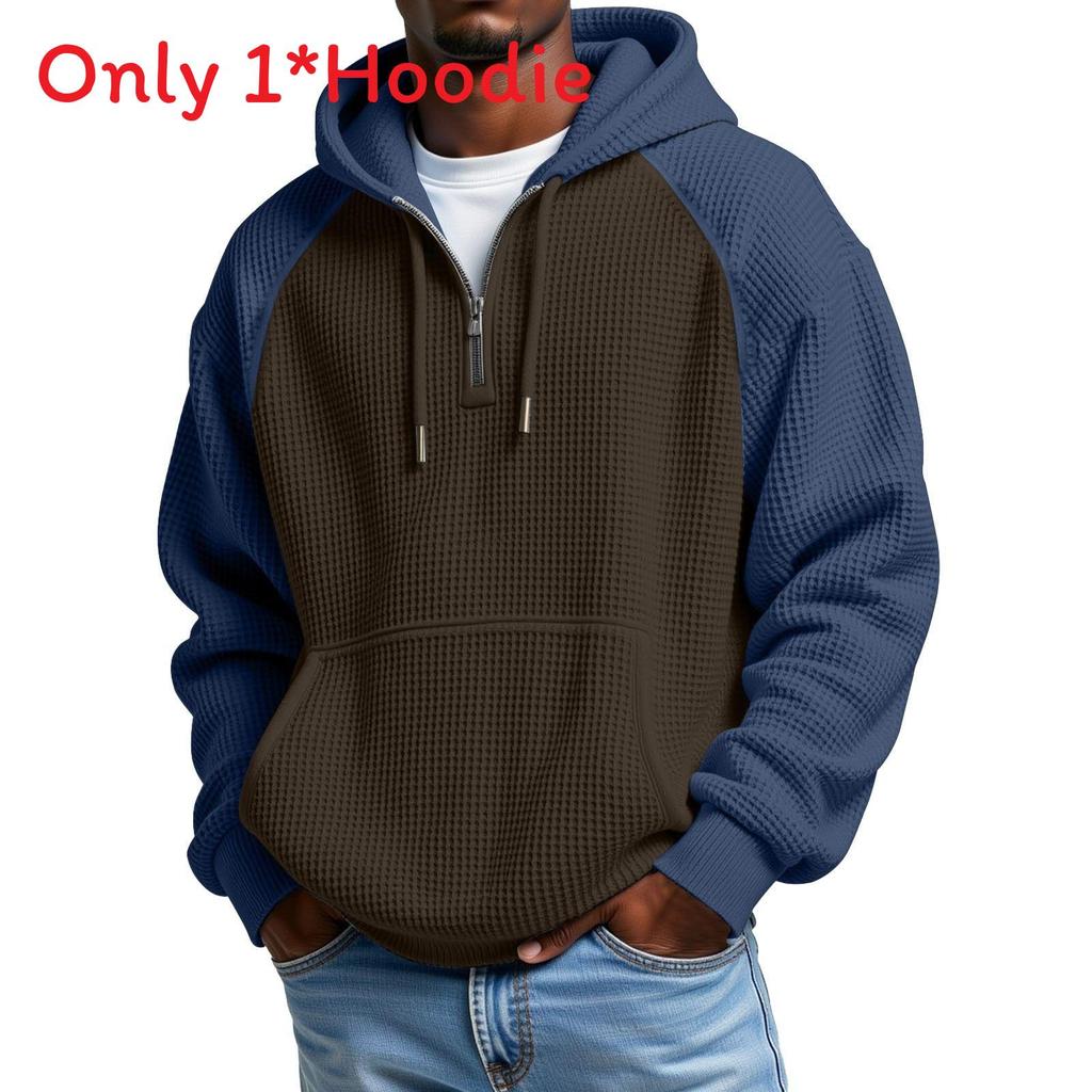 Streetwear Hoodie With Colorblock Pattern And Pouch Pocket For Casual Men