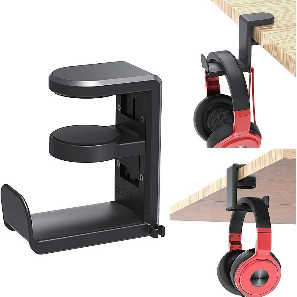 

360° Rotating Punch-Free Table Clip Headphone Stand & Storage Hook
