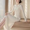Winter New High-end Temperament Celebrity High-end Muse Fan White Knitted Dress Women