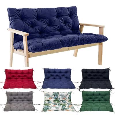 Swing Chair Cushion with Backrest 2/3 Seater Garden Bench Seat Cushion with Ties Waterproof Outdoor Bench Seat Cushion for Patio Canopy Furniture