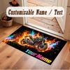 Motorcycle Biker Theme Soft Crystal Velvet Rug Custom Name & Text Print Non Slip Floor Rug for Bedroom Living Room