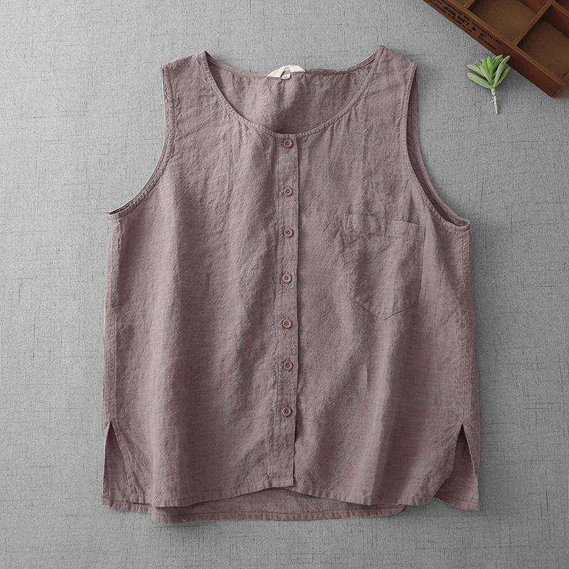 

Retro Four-Season Cotton Linen Vest with Traditional Chinese Fastenings Extra Large рожевий/фіолетовий