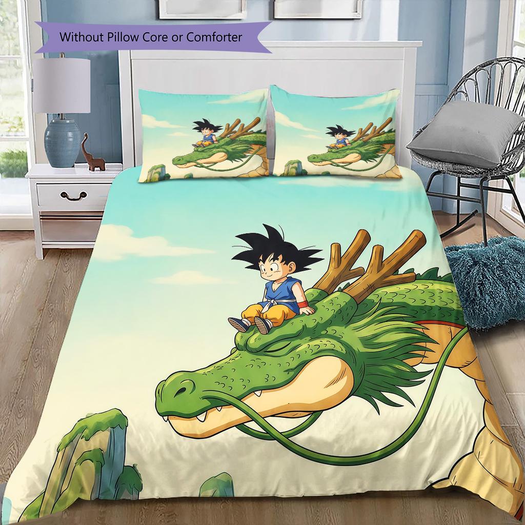 Dragon Ball Kid Goku Childhood Bedding Set, 1 Duvet Cover & 2 Pillowcases, Home Decor, Perfect Gift for Dragon Ball Fans