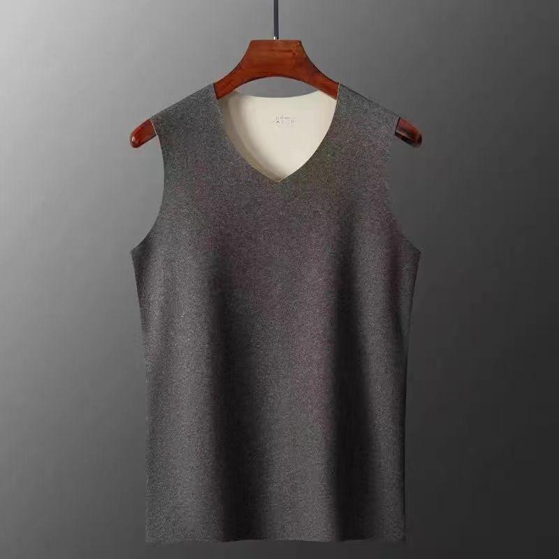 Men's Seamless Quick-Heat Thermal Vest - Double-Sided Sanding, Solid Color, Autumn Innerwear
