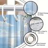 Coastal Sea View Shower Curtain Polyester Machine Washable With 12 Hooks For Bathroom Decor