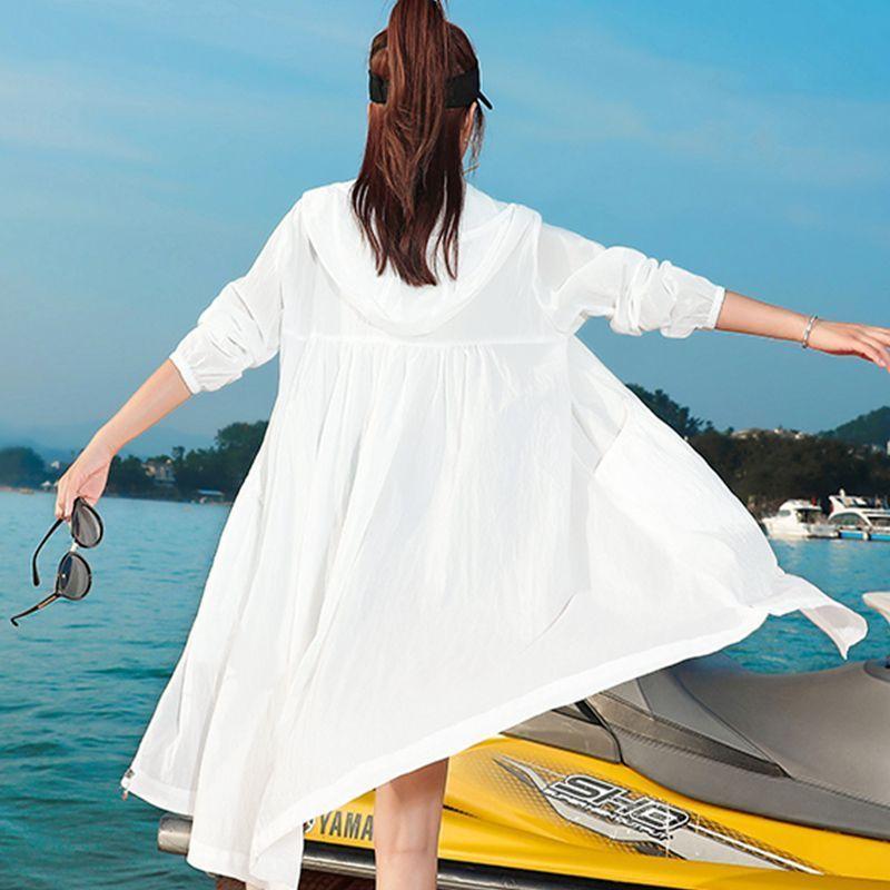 Women's Sunscreen Clothing Long Sleeve Mid Long Summer Thin Outdoor UV Protection and Sun Protection Clothing Fashionable Jacket