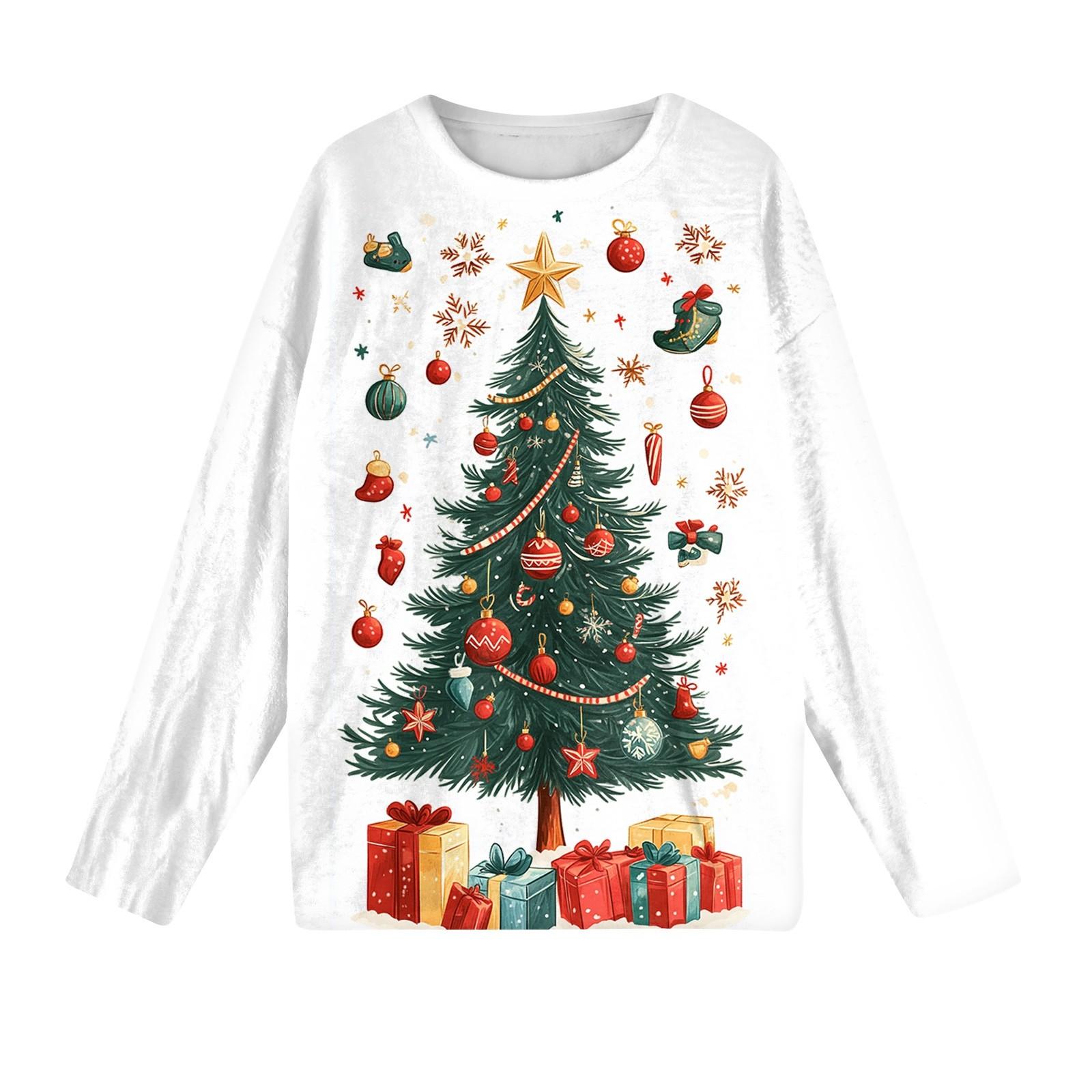 

Женская мода зимние принтованные длинные рукава женские пижамы топы S белый