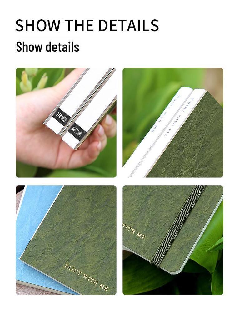 Cai Mo 300g Cotton Watercolor Sketchbook - Fine Grain, Thick, Blank Paper for Acrylics and Markers