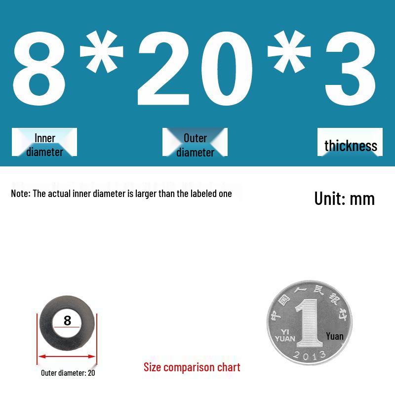 Galvanized Metal Flat Washer - Thin, Thickened, Enlarged Edge, Round, Sizes M3 to M10