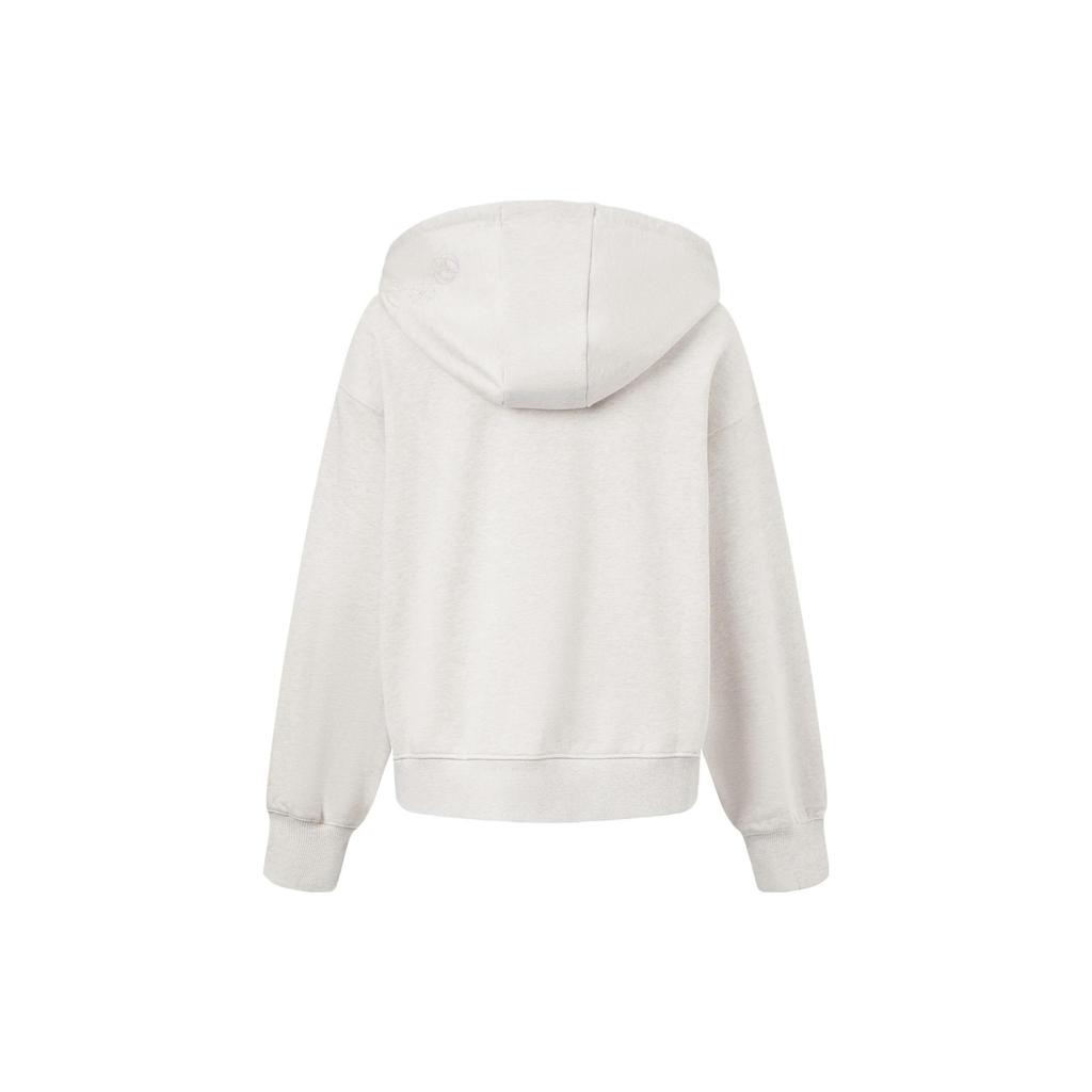 Li Ning Plain Color Hooded Pullover Sweatshirt Women Sweatshirt Flower-Gray AWDT264-4