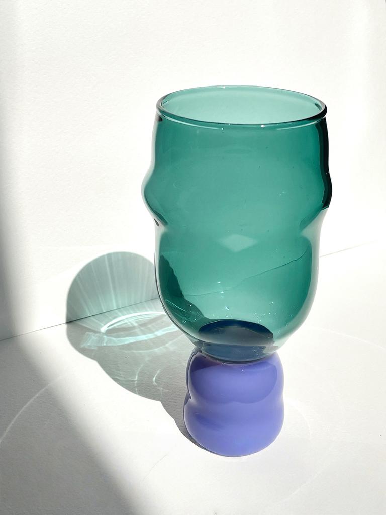 Color Blocked Goblet Glass Whisky Wine Glass Borosilicate Heat-resistant Glass Coffee Glass