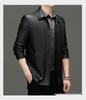 Men's Casual Sheepskin Leather Jacket: Turn-Down Collar, Ideal for Spring/Autumn, Perfect for Middle-Aged and Elderly.