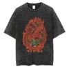 Harajuku Streetwear Vintage TShirt Japanese Anime Naruto Oversize T Shirt Washed Black Tshirt Men Summer Cotton Top Tees