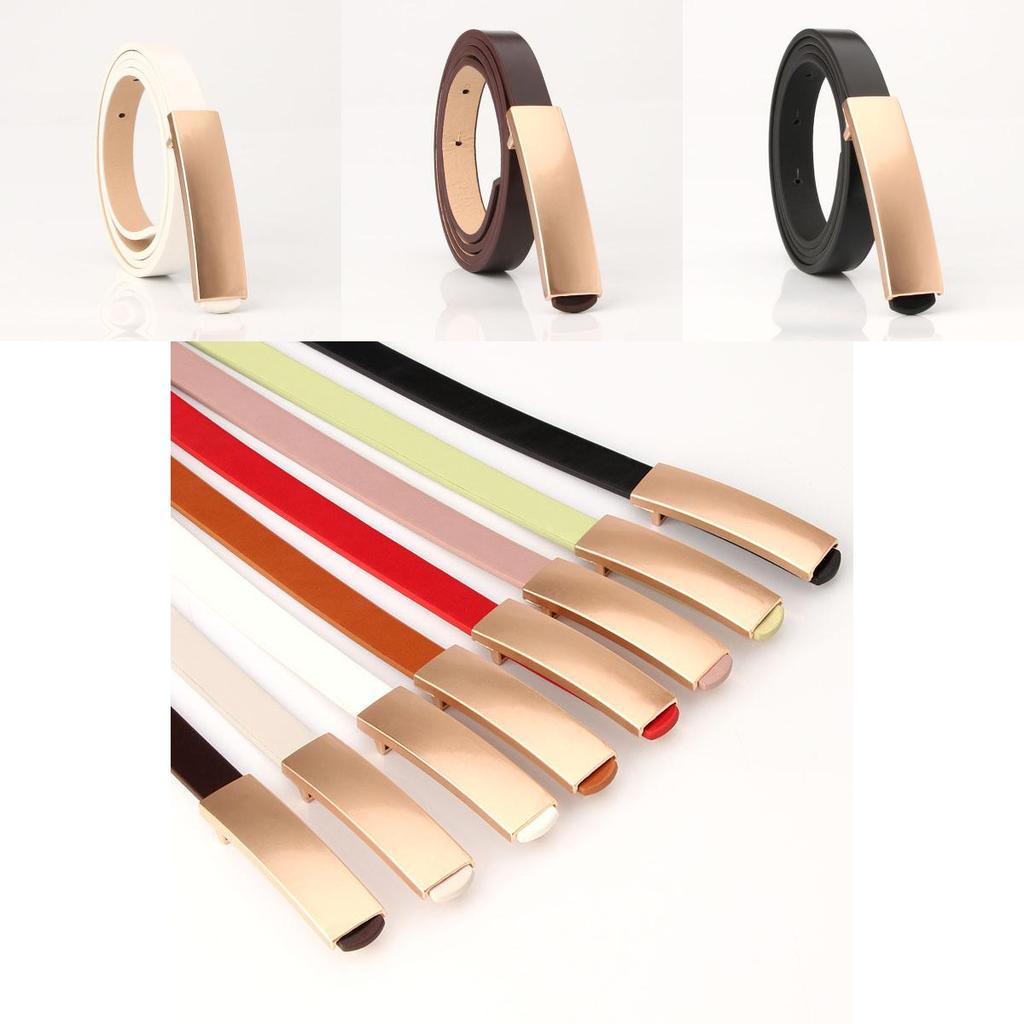 Ladies Slim Pu Leather Belt With Metal Clasp For Elegant Dress And Work Attire