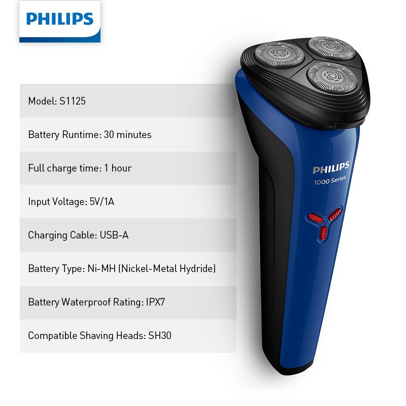 Philips Electric Shaver Mini Whirlwind Upgraded Imported 3 Blade Full Body Waterproof and Clean Shaver S1125 [1 Hour Fast Charging]