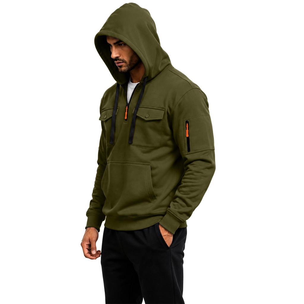 Men's Quarter-Zip Pullover Hoodie Casual Trendy Sweatshirt for and Winter