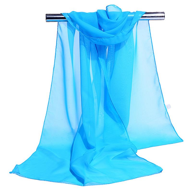 Koreanisches Damen Hochzeits-Abendparty-Kleid Schal Einfarbige Transparente Chiffon-Seiden-Schal Sommer Strandtuch Sonnenschutz-Schal R22