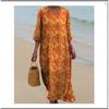 Women's Round Neck 3/4 Sleeve Midi Dress Casual Loose Solid Color Beach Vacation Long Dress