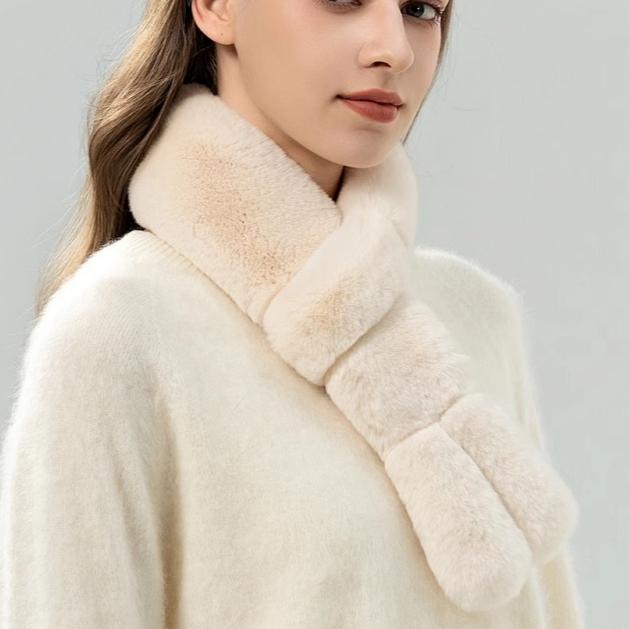 Otter Rabbit Fur Straw Scarf Women's Winter Warm Neck Guard Versatile Cute Cute Scarf Thickened Real Wool Neck Cover