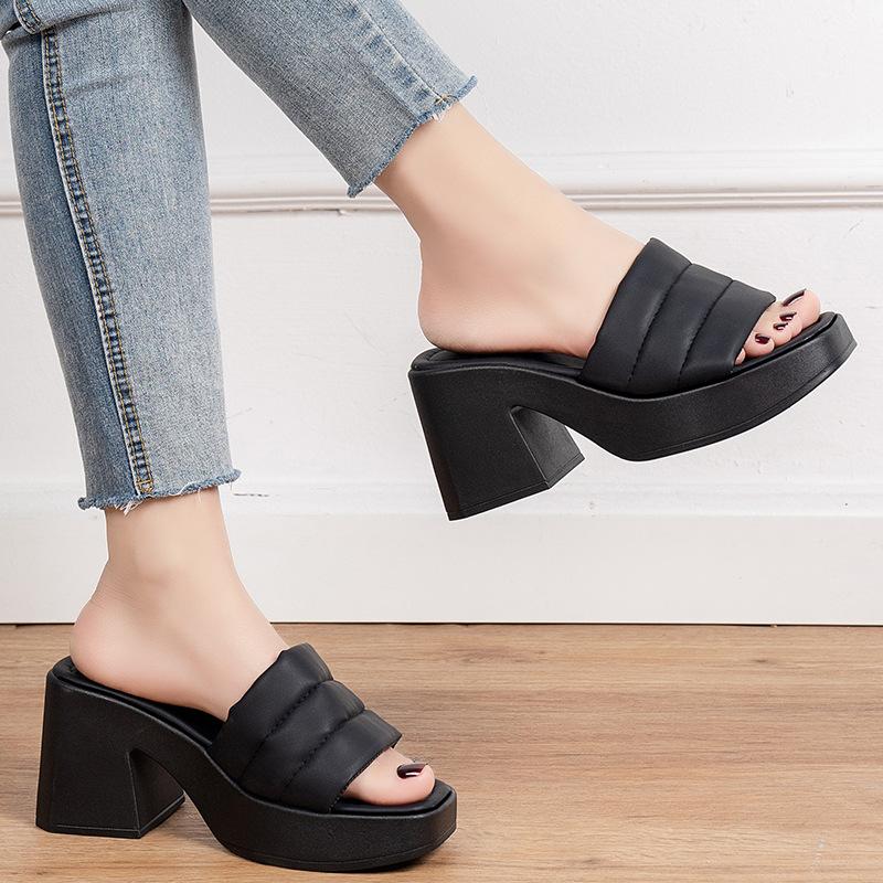 Fashion Women Summer High Heels Slippers Women Chunky Sandals Design New Casual Shoes Platform Slingback Flip Flops Zapatos Femme Pumps