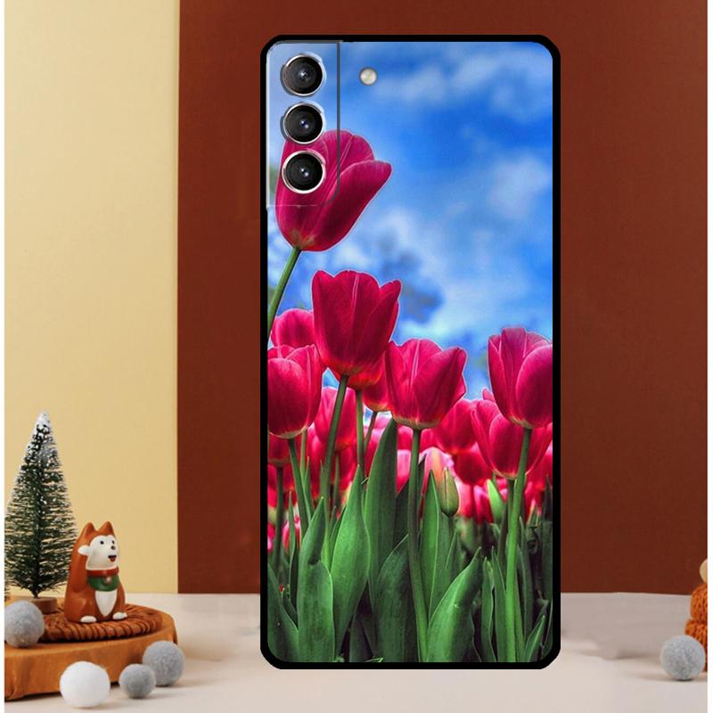 Tulips Flower Case For Samsung Galaxy S25 S26 Ultra S20 S21 S22 S23 S24 Ultra S10 Plus S25 FE Cover Funda