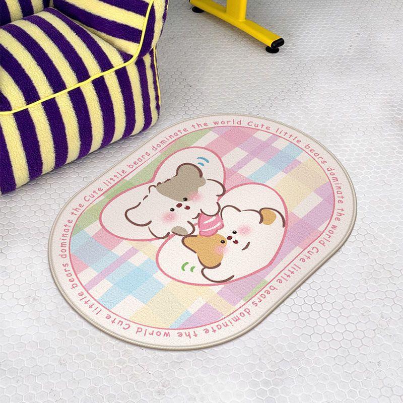 

Cute Cartoon Bedroom Bed Blanket Color Carpet Non-slip Mat Cloakroom Foot Mat Room Rental House Renovation 40 * 60CM [crystal velvet]
