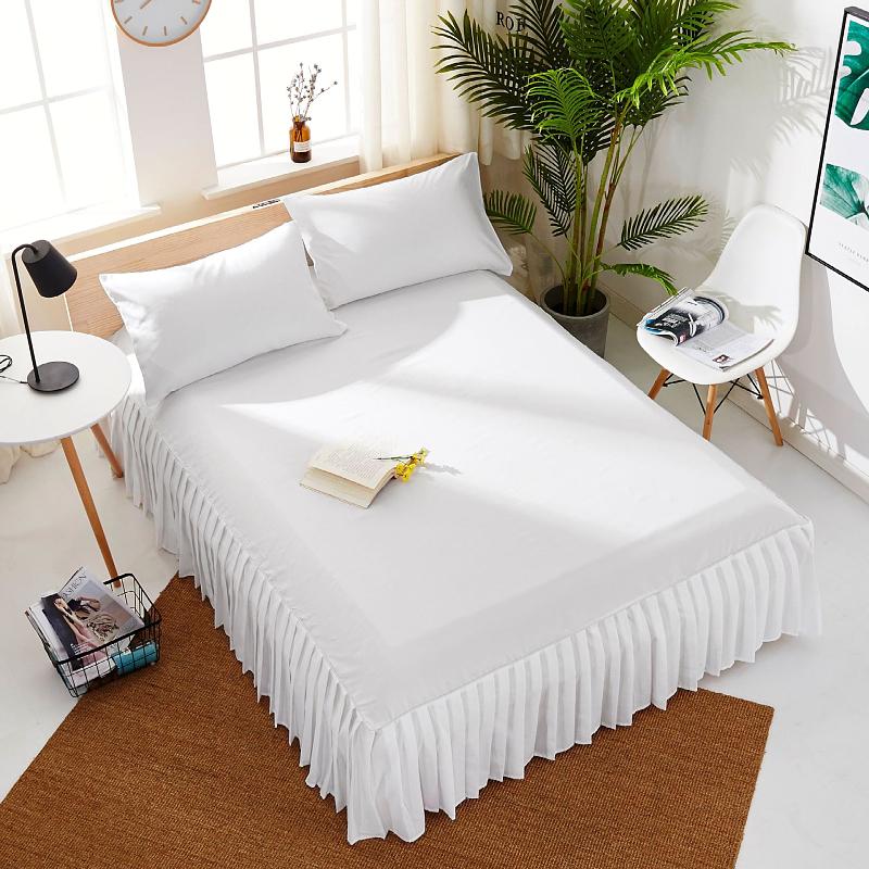 3 Pcs Set Premium  Microfiber Ruffled Gatherd Bed Skirts With Platform -Three Sided Coverage =1 Bedcover+2 Pillow Covers