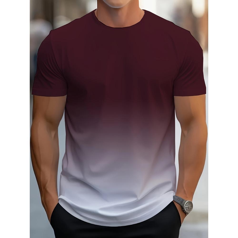 

Мужская футболка с градиентным рисунком, повседневная, с дышащим воротником и короткими рукавами, подходит для активного отдыха, летний уличный топ свободного покроя XL