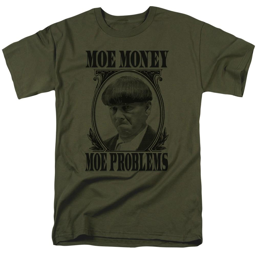 Three Stooges - Moe Money - Adult Unisex Short Sleeve T-Shirt - Green 4XL