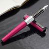 Xezo Speed Master Fountain Fine Matte Celis Fuchsia with White Gunmetal Lightweight Brass No Two are Pen, Nib. Mother-of-Pearl. Plated. Body. Alike.