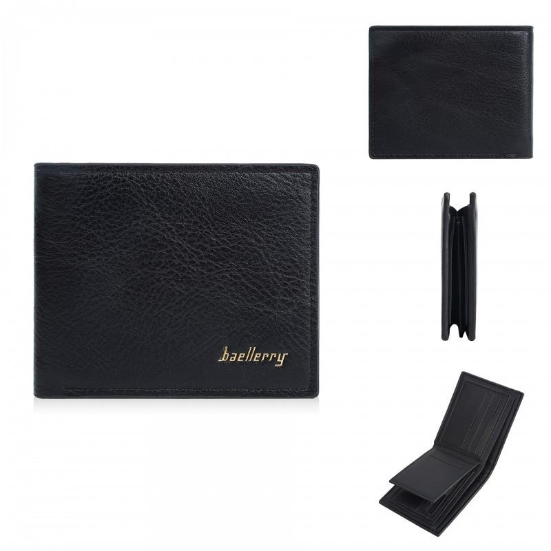 New Men s Short Anti-theft Brush RFID High-end Wallet With Simple Business 12X10X2 чёрный