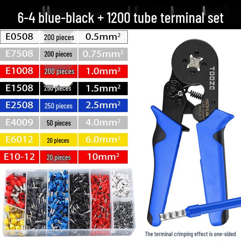 Electrician's Tube and Pin Terminal Crimping Pliers with Cold-Pressed Wire Functionality