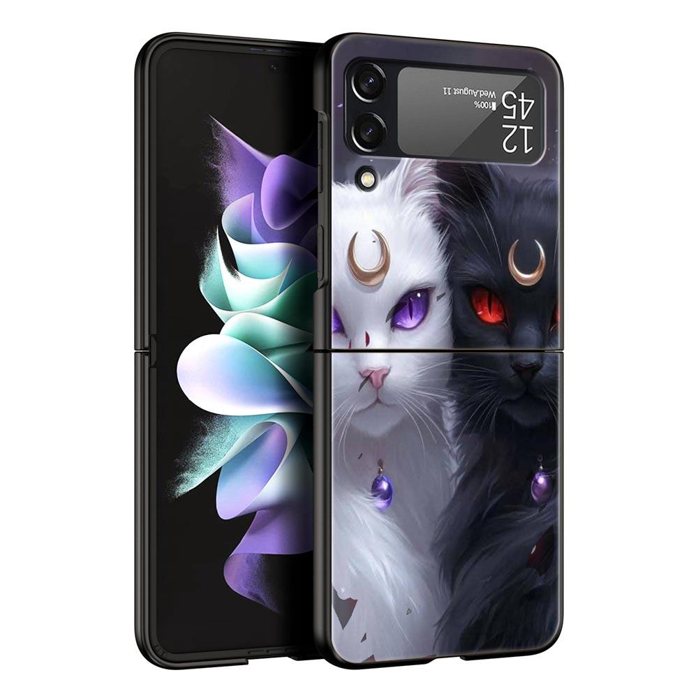Cartoon Art Hard PC Phone Case For Samsung Galaxy Z Flip 7 6 5 4 Black Cover For Galaxy Z Flip 3 Foldable Fundas Shell Funda Bag