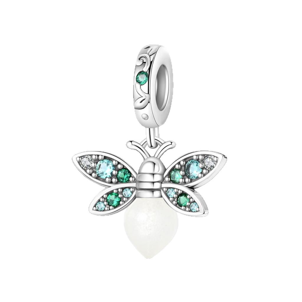 S925 Silver Glow In The Dark Firefly Pendant DIY Craft Jewelry Making Supplies For Bracelet Necklace Beading