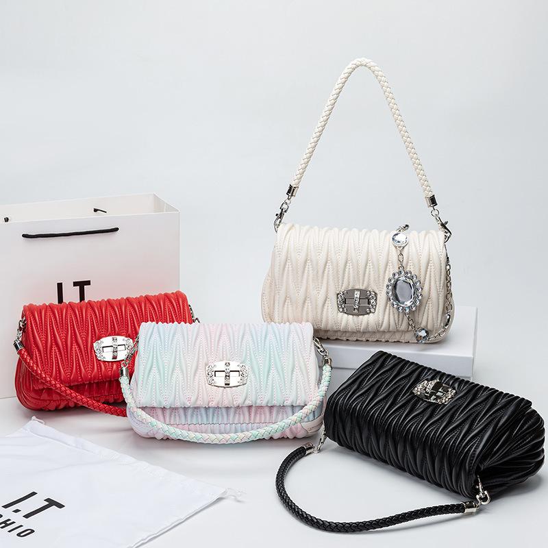A Small Number of High-grade Folded Cloud Bag Light Luxury Rhinrhinel Chain Underarm Bag Single Shoulder Crossbody Bag Female
